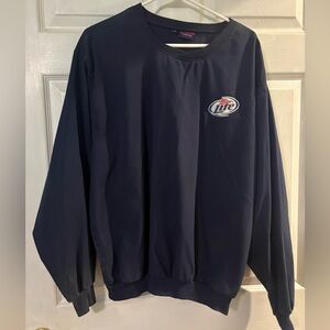 Men's Large Miller Lite Navy Lightweight Crewneck Pullover Sweatshirt